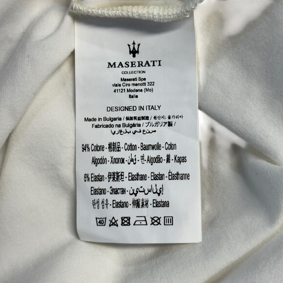 Maserati Rhinestone Tee Shirt NEW Donna Panna Strass Cotton LOGO Womens L White - Picture 9 of 11